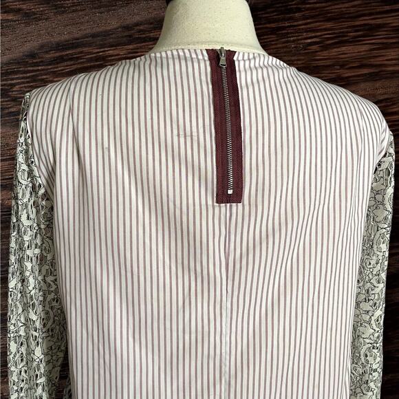 Carven French Designer Lace Blouse Top size 42 EU/M US Ivory Lined Back Zipper - Picture 6 of 11